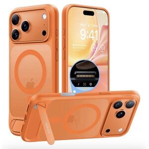 TORRAS Strong Magnetic & Seamless Stand iPhone 17 Pro Max Case, Cosmic Orange